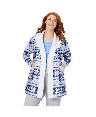 Women's Sherpa Lined Collar Microfleece Bed Jacket