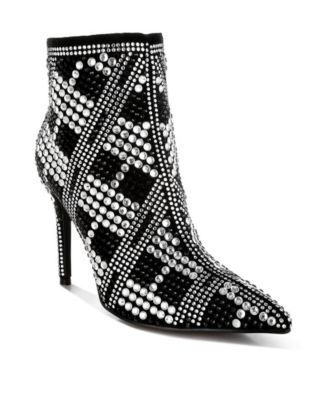 Womens Urbanite Rhinestones Studded Stiletto Heel Boots
