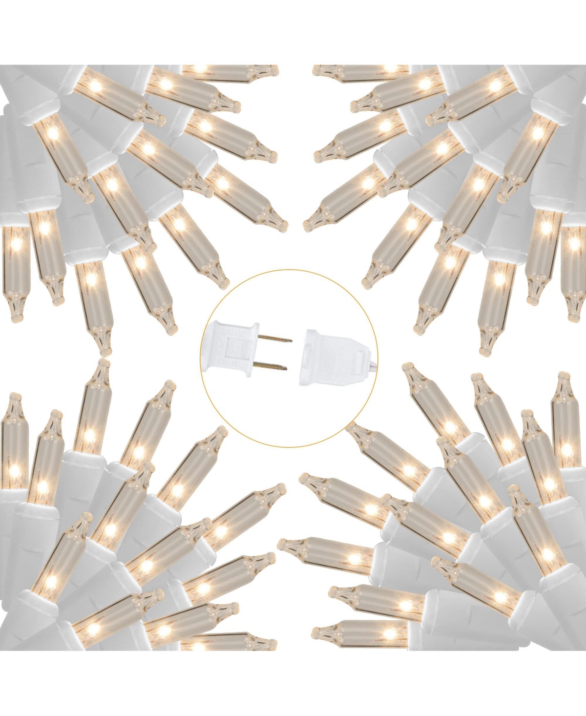 Twinkle Star 150 Count Incandescent Mini String Lights Ul Certified 4-Pack - Clear warm white - white wire