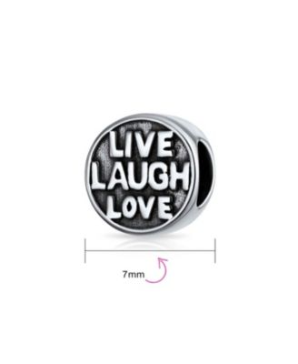 Live Laugh Love Mantra Charm Bead Sterling Silver Bracelet