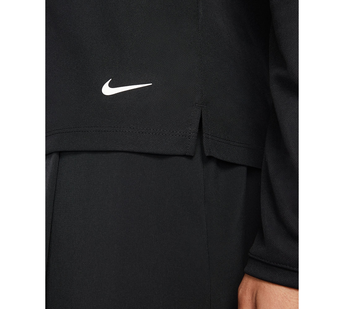 Shop Nike Women's Dri-fit Victory Women's Long-sleeve Golf Polo In Black,whit