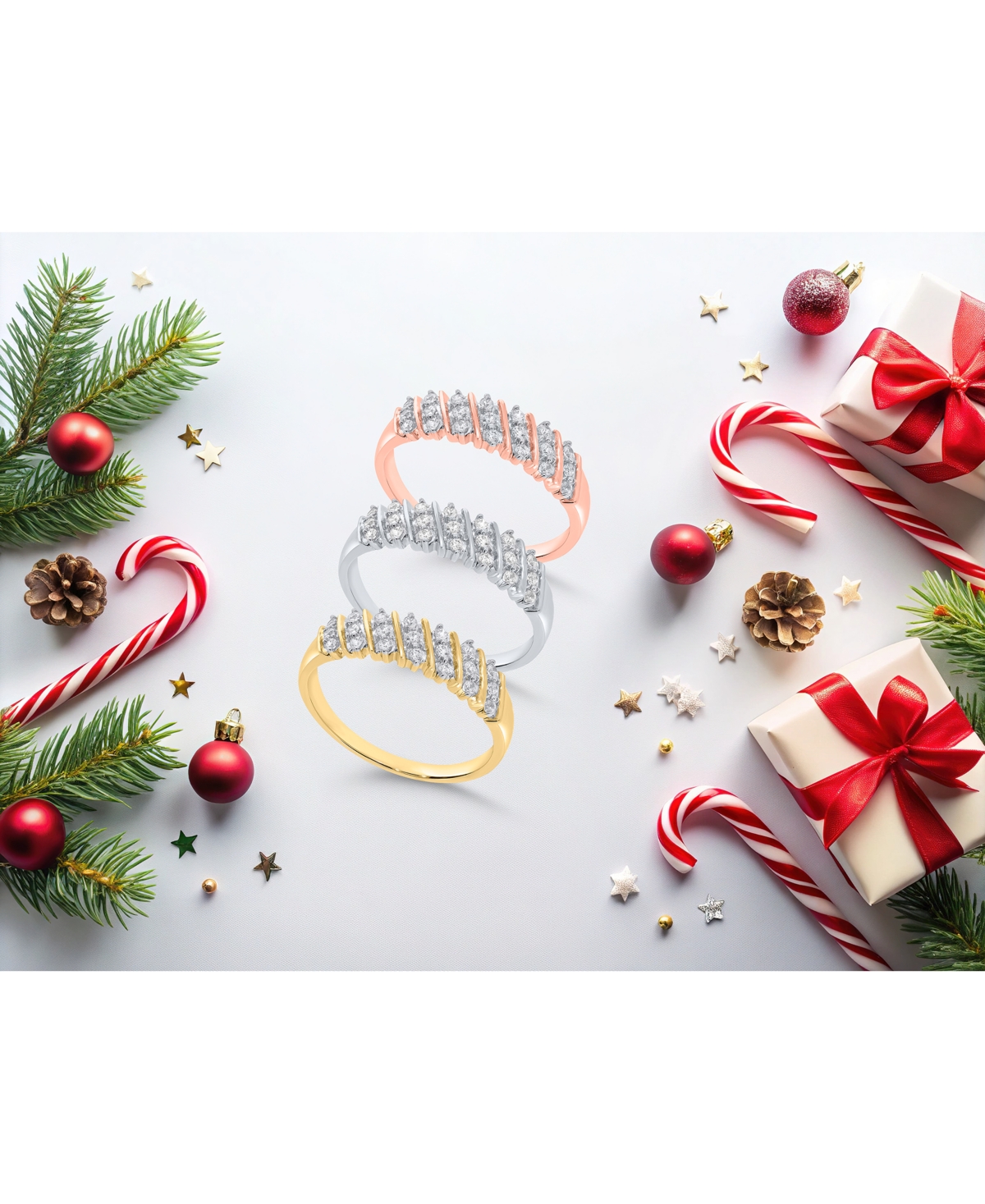 Diamond Multi-Row Band (1/5 ct. t.w.) in 10K White, Yellow or Rose Gold