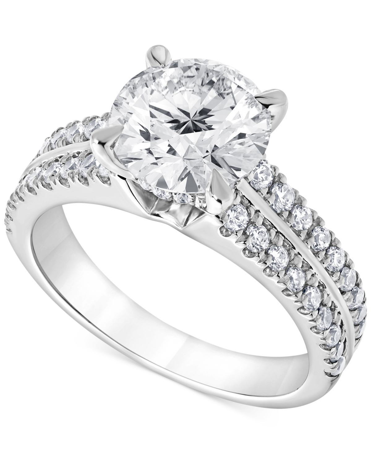 Badgley Mischka Igi Certified Lab Grown Two-row Diamond Engagement Ring (3 Ct. T.w.) In 14k Yellow, White Or Rose Go In White Gold