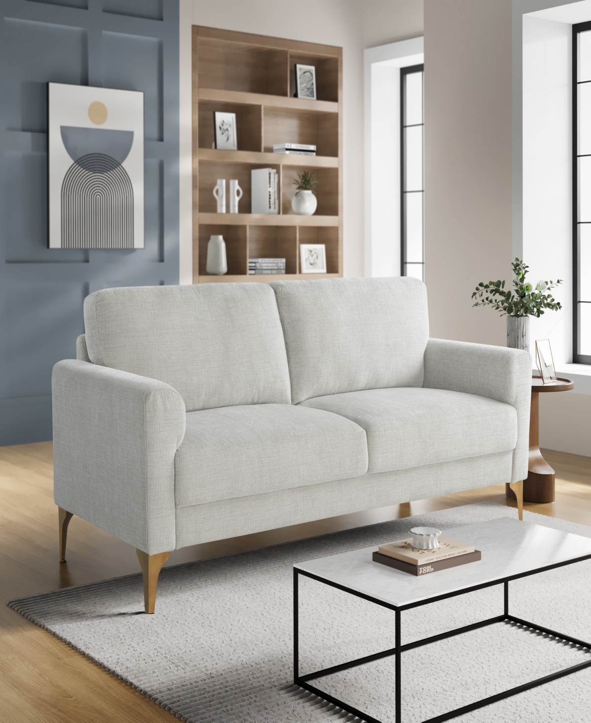 Studio Living 75.6" Polyester Modesto Sofa In Ivory