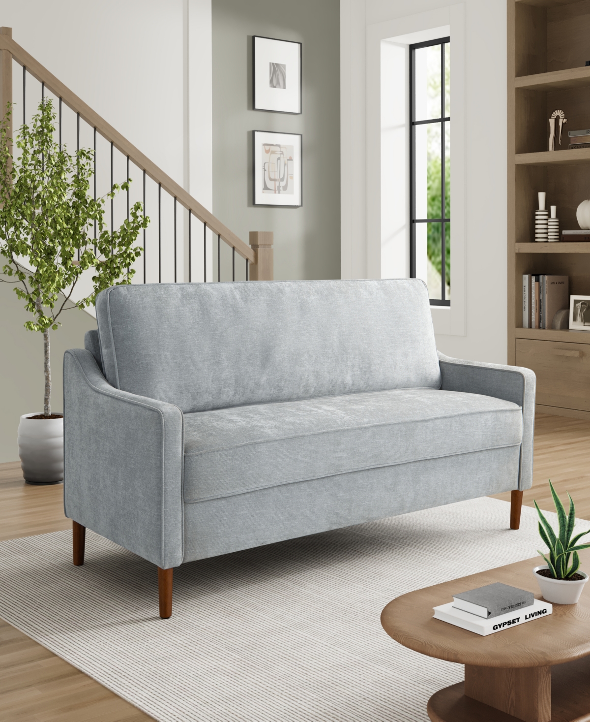 Studio Living 76" Polyester Savona Sofa In Light Gray