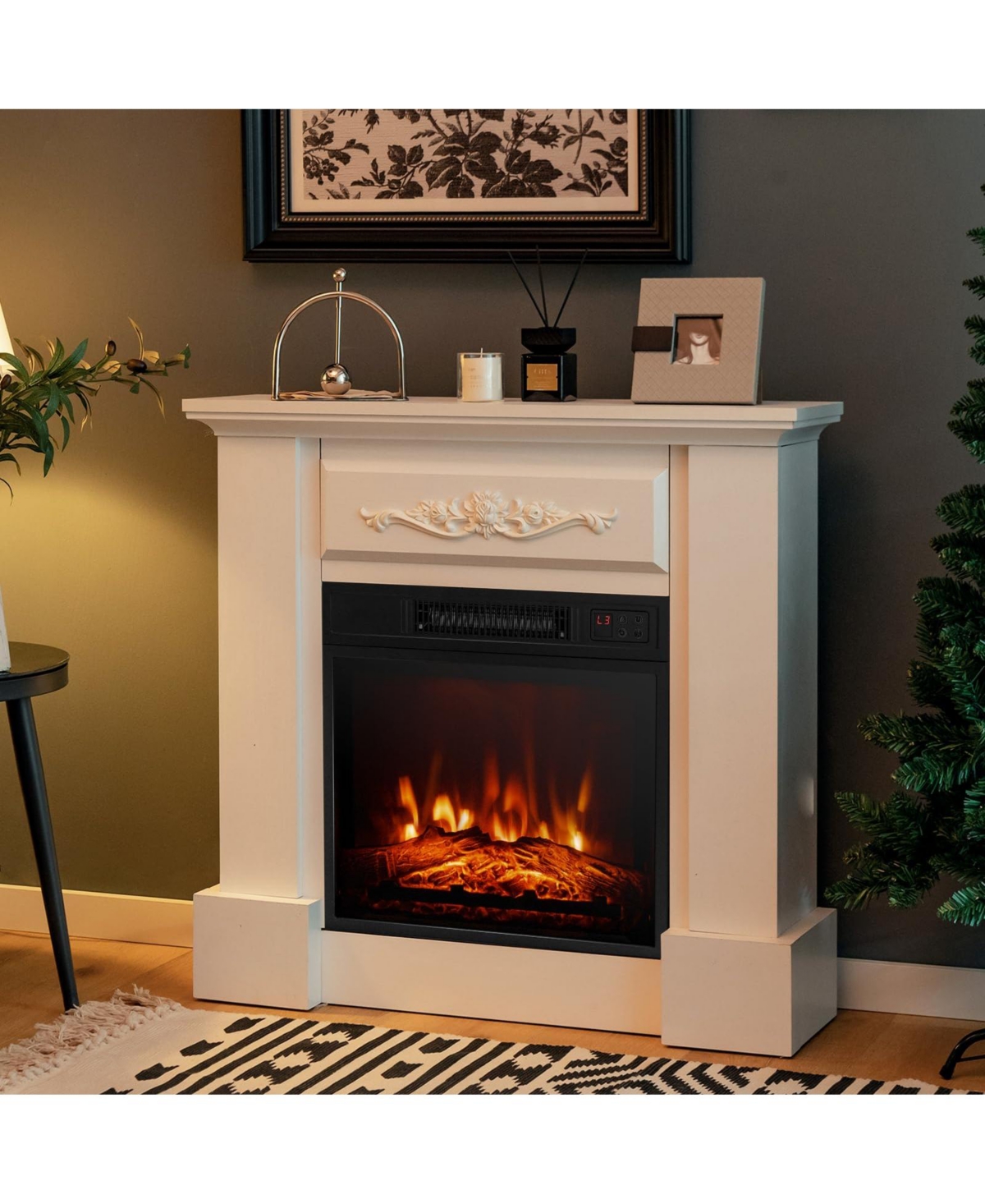 Sugift 1400W Tv Stand Electric Fireplace Mantel with Remote Control