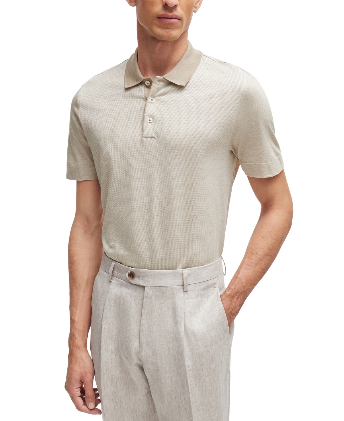 Hugo Boss Boss By  Men's Regular-fit Polo In Open Beige