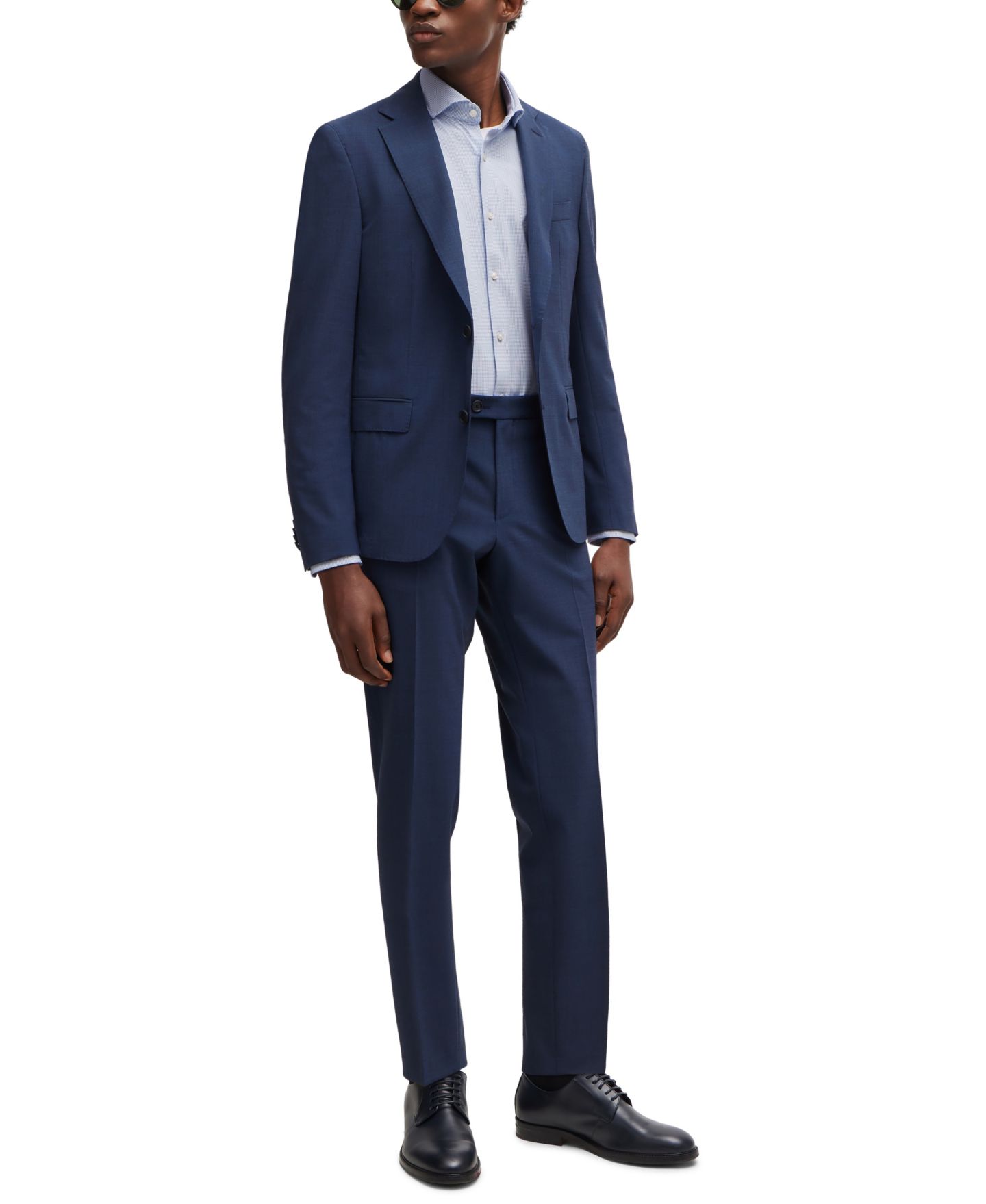 Мужская рубашка Hugo Boss Performance-Stretch Regular-Fit, цвет: Синий — фото 4