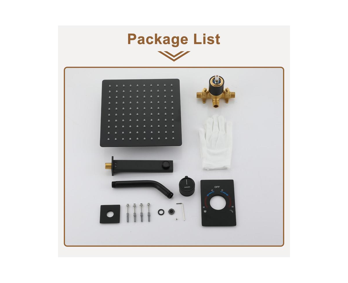 Casainc Inch Rainfall Shower System with Tilt Shower Head and Tub Spout with Rough in-Valve