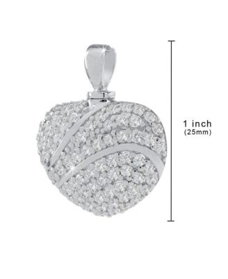 Sterling Silver .925 Cremation White Stone Heart 1 inch Pendant with 18 inch Necklace