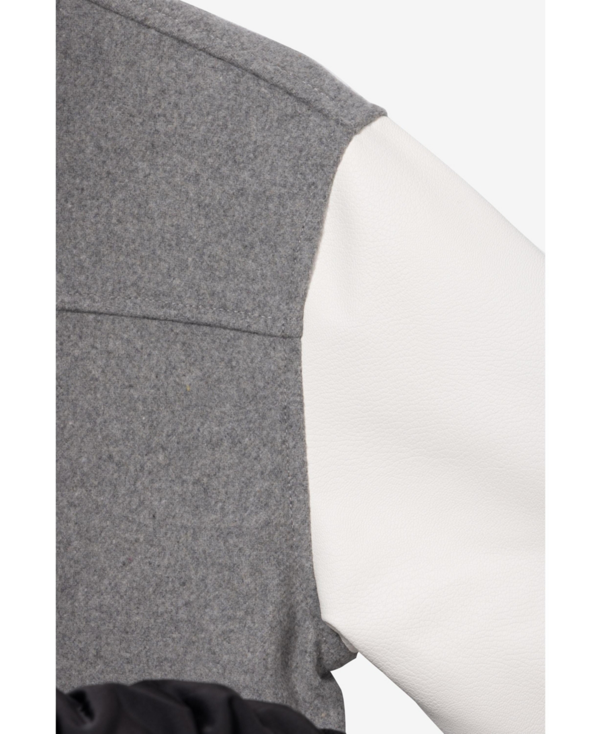 Xray Boy's Wool Varsity Bomber Jacket With Grainy Pu Sleeves -white