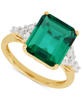 Grown With Love Lab Grown Gemstone & Lab Grown Diamond (1/3 ct. t.w.) Ring in 14K Gold - Emerald