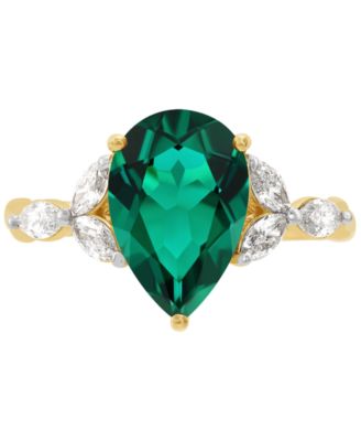 Lab Grown Ruby (3-5/8 ct. t.w.) & Lab Grown Diamond (1/2 ct. t.w.) Pear Ring in 14k Gold or White Gold (Also in Lab Grown Emerald & Lab Grown Sapphire)