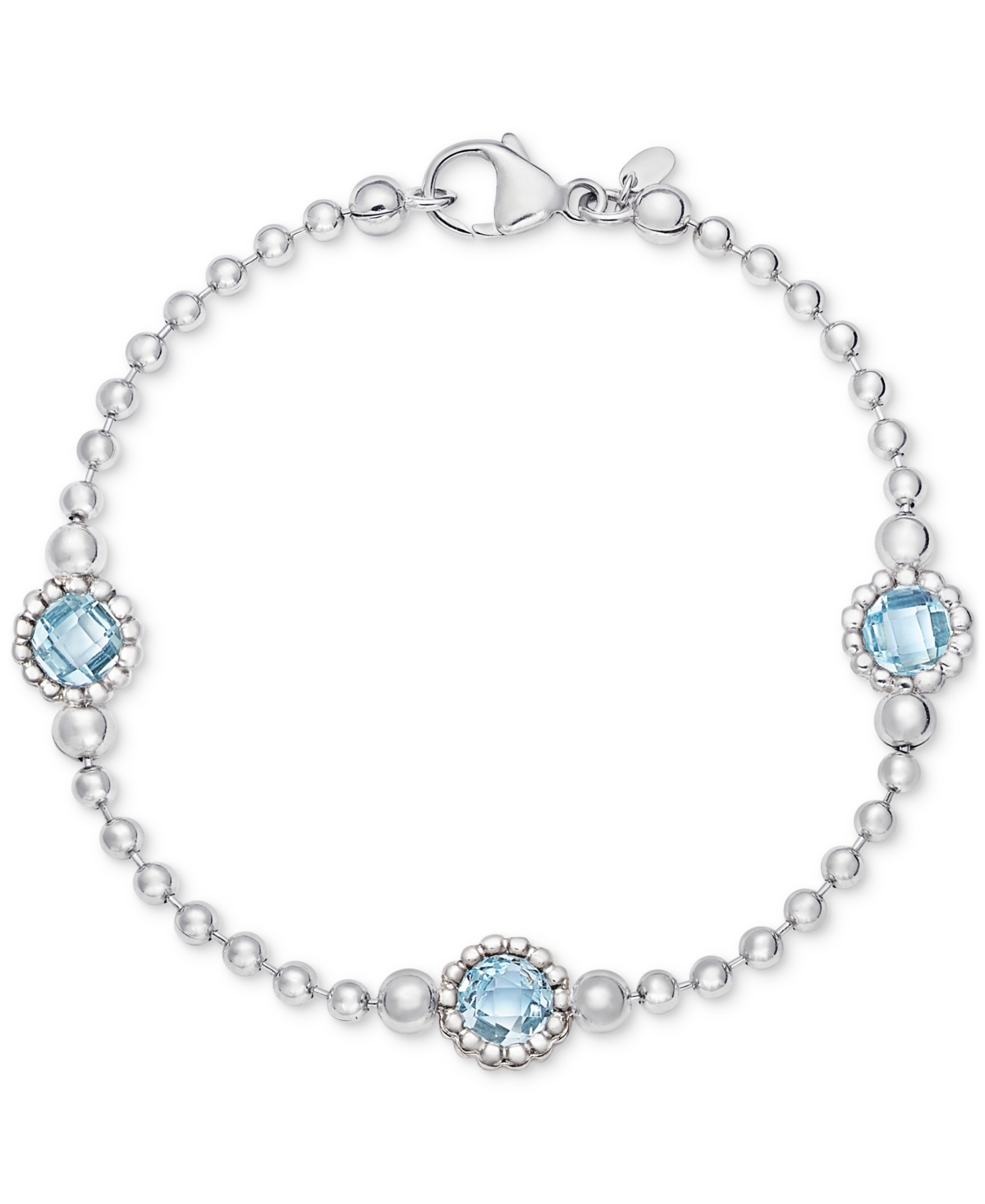 Macy's Amethyst Station Bead Link Bracelet In 14k Gold-plated Onyx, & Sky Blue Topaz) In Sky Blue Topaz