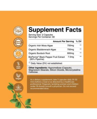 Irish Sea Moss Capsules, Superfood Blend for Immune Support Heart Health Fertility Joint Health and Thyroid Support, Nature's Craft, 180 ct