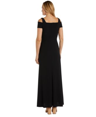 Nightway Cold-Shoulder Keyhole Gown