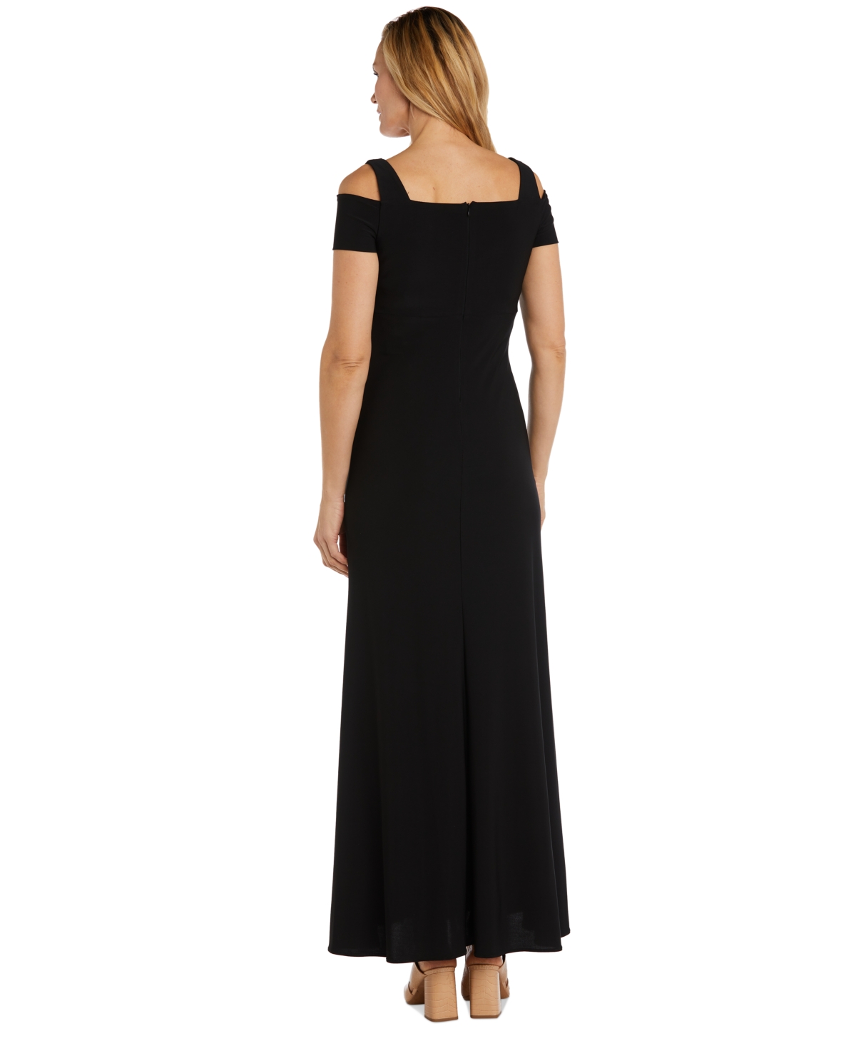 Nightway Cold-Shoulder Keyhole Gown