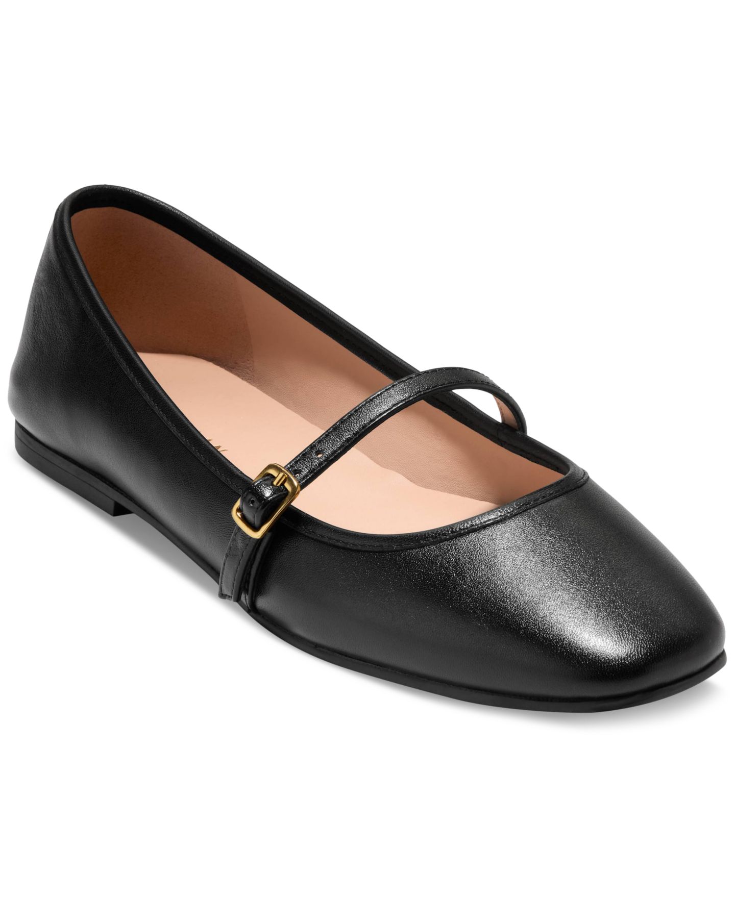 Женские балетки Cole Haan Yelena Mary Jane, цвет: Чёрный кожаный — фото 1
