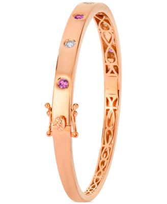 Anywear Everywear&reg; Blueberry Sapphire (1/4 ct. t.w.) & White Sapphire (1/4 ct. t.w.) or Pink Sapphire (1/4 ct. t.w.) & White Sapphire (1/4 ct. t.w.) Bangle Bracelet in 14k Yellow Gold (also in rose gold and white gold)