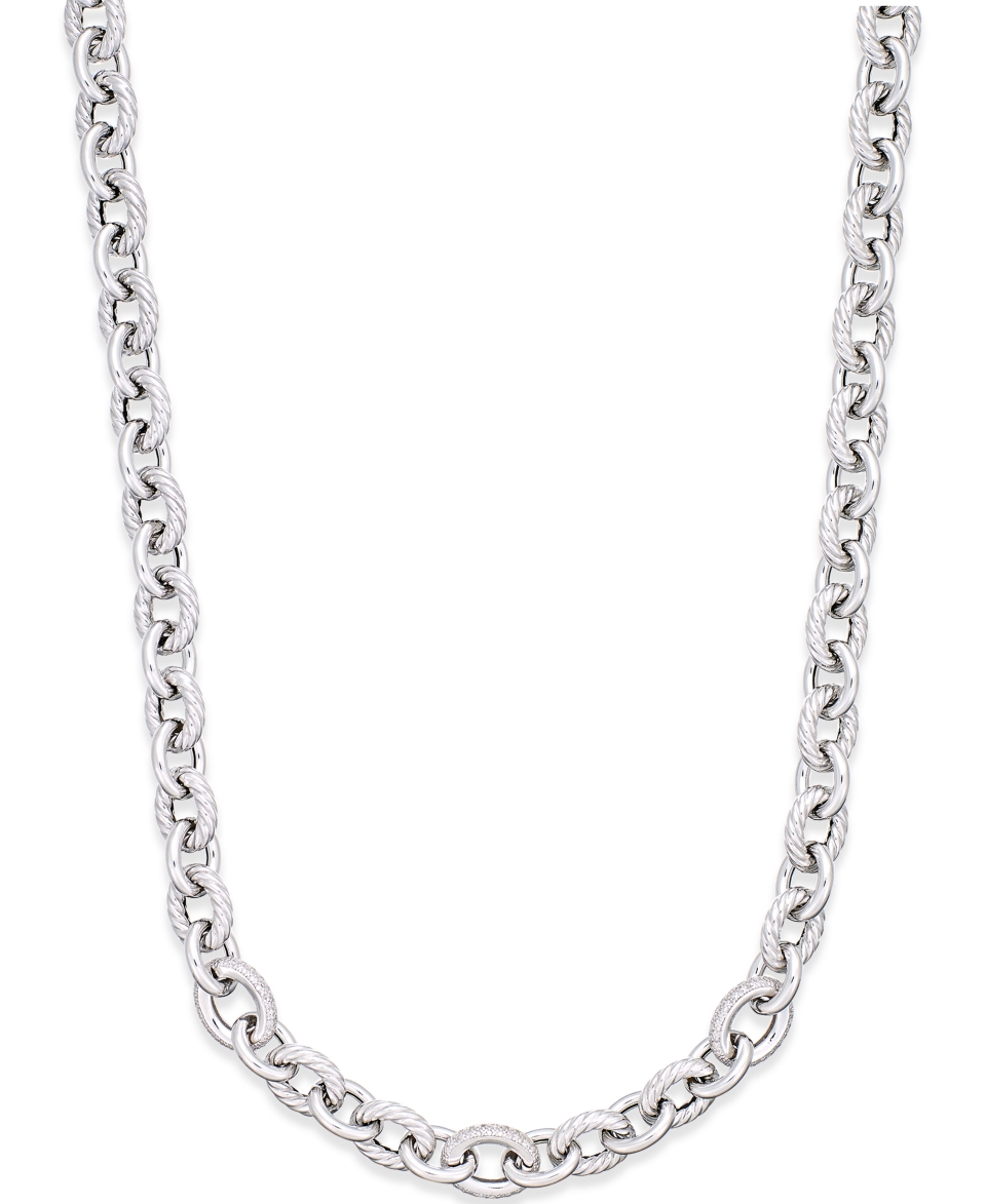 Diamond Oval Link Necklace (5/8 ct. t.w.) in Sterling Silver
