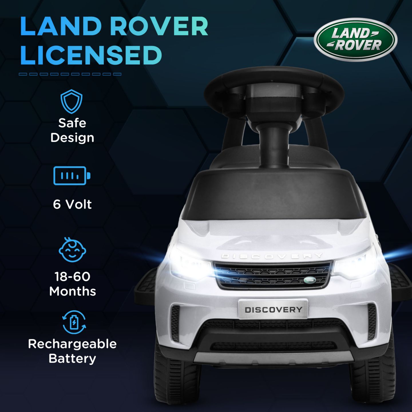 Детская игрушка Qaba 2 in 1 Land Rover Licensed 6V Ride-On Car, 51 lbs, Ages 18 months to 5 years, цвет: Белый — фото 5