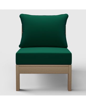 Outdoor HDPE Deep Seating Modular Armless Patio Weathered Wood Chair with Cushions