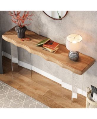 47-Inch Console Table with Acrylic Legs, Narrow Sofa Table for Entryway, Modern Hallway Foyer Accent Table for Living Room, Easy Assembly