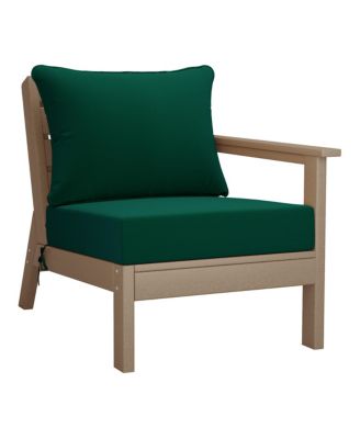Outdoor Patio HDPE Right Arm Facing Sectional Weathered Wood Corner Club Chair with Patio Cushions