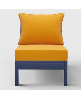 Outdoor HDPE Deep Seating Modular Armless Patio Blue Chair with Cushions