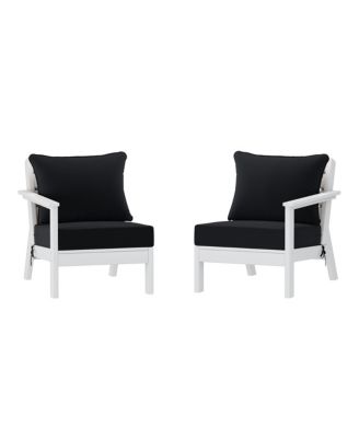 Outdoor Patio HDPE White Loveseat Sofa with Patio Cushions