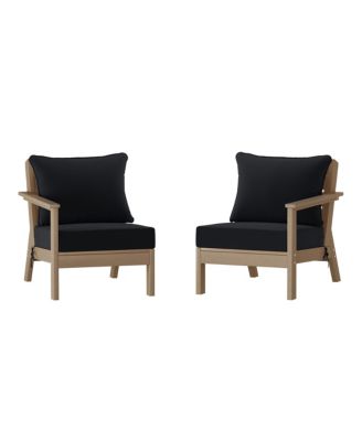 Outdoor Patio HDPE Weathered Wood Loveseat Sofa with Patio Cushions