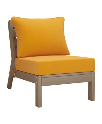 Outdoor 6-Piece Weathered Wood Modular Sectional Patio Furniture Sofa Set