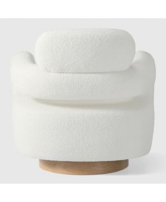Mid-Century Modern Faux Sherpa Swivel Barrel Accent Chair