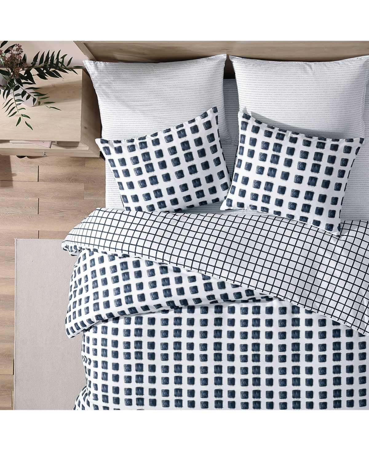 City Scene Urban Shibori Microfiber3 Piece Duvet Cover Set-King - Blue