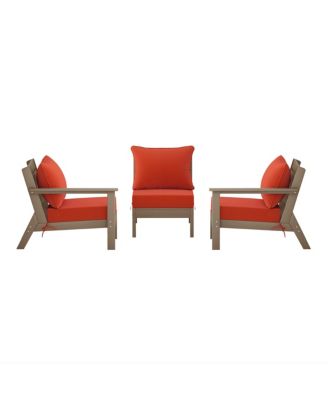 Outdoor Patio HDPE Weathered Wood Sectional Sofa with Patio Cushions