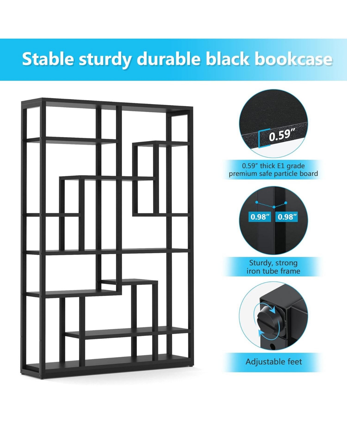 Tribesigns Black Bookshelf Bookcase 9-tier Bookcase 5.9ft Tall Display Bookshelf Organizer With Open Storage Sh In Black