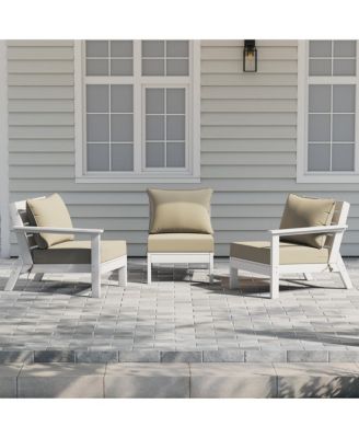 Outdoor Patio HDPE White Sectional Sofa with Patio Cushions