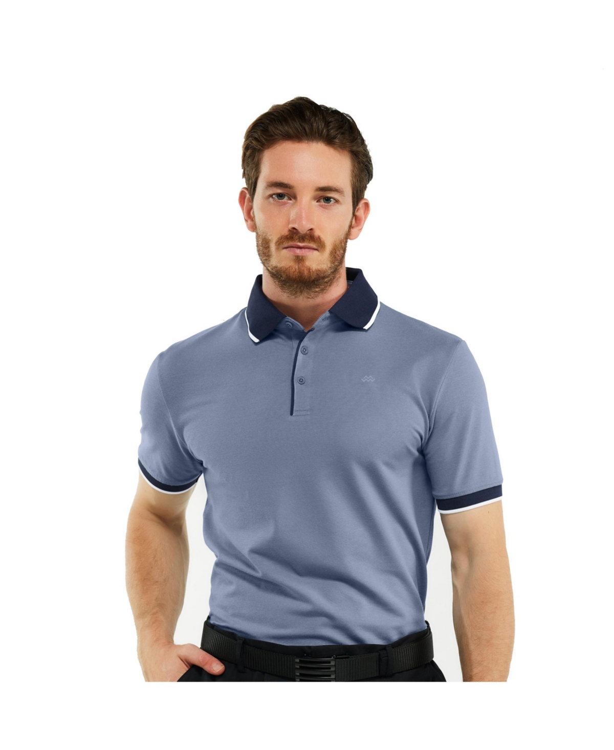 Mio Marino Big & Tall Classic-Fit Cotton-Blend Pique Polo Shirt with Contrast Collar