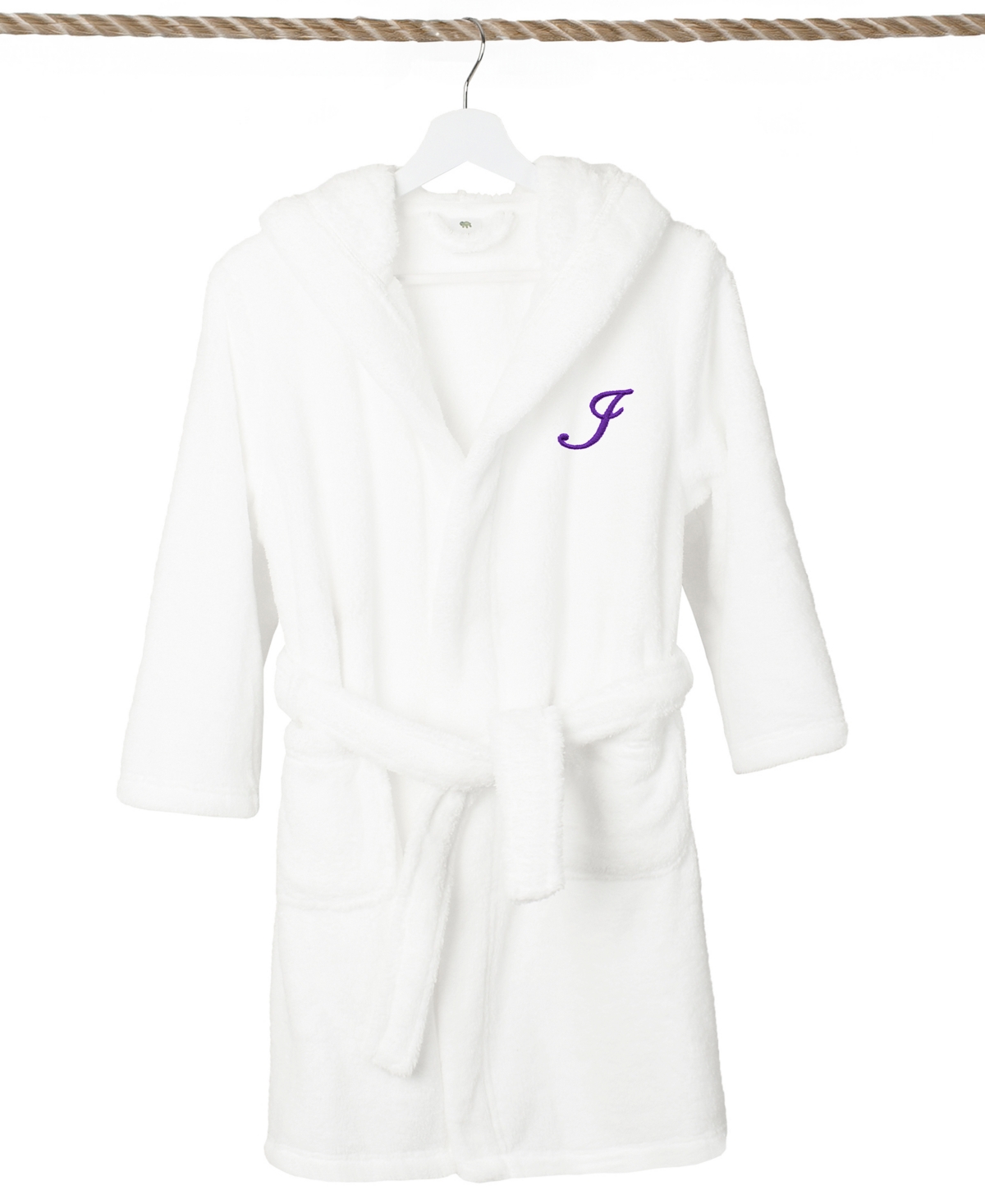 Linum Home Personalized Kids Super Plush Hooded Bathrobe In I White,purple