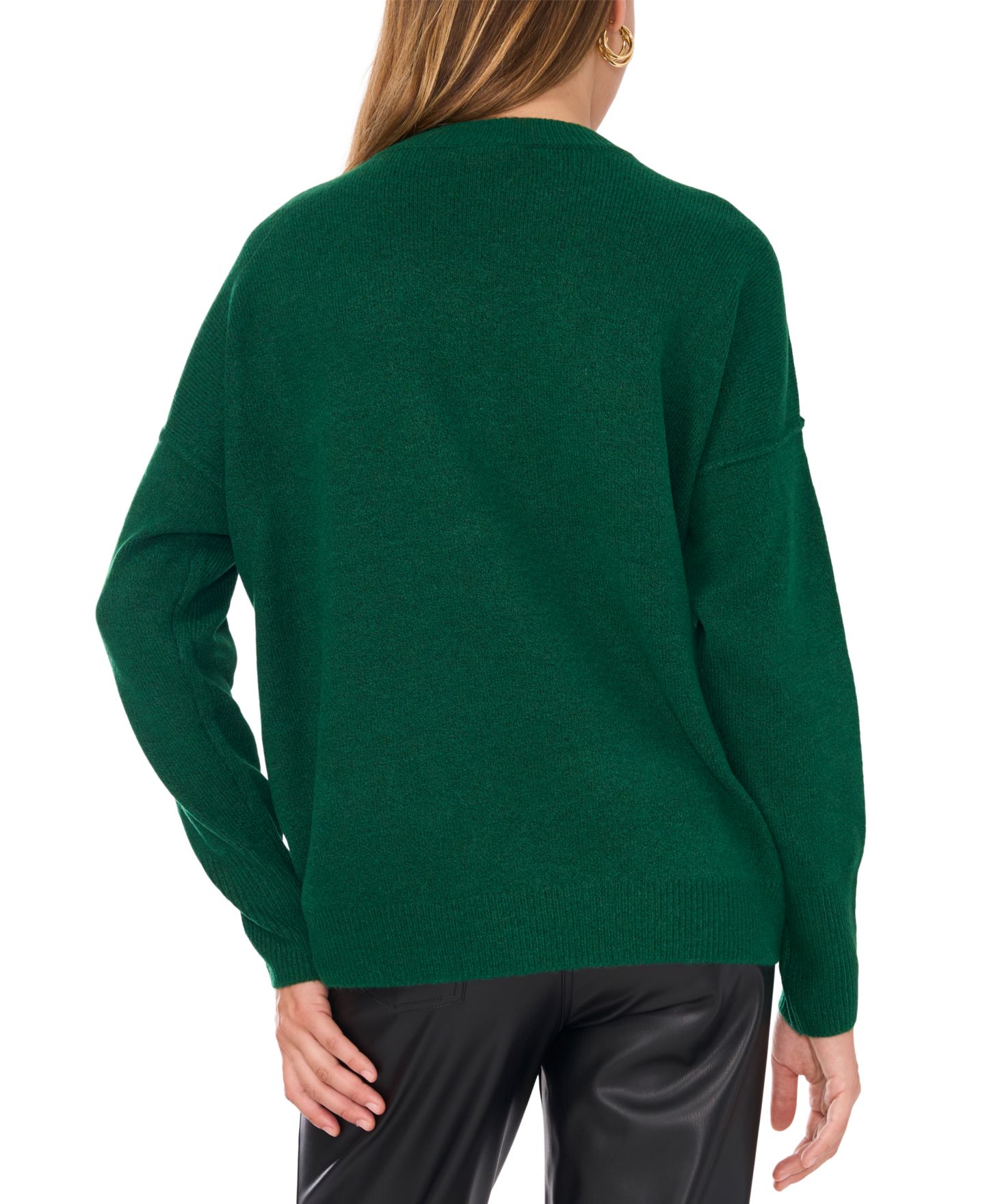 Женский свитер Vince Camuto Cozy Crewneck Long-Sleeve Extend-Shoulder, цвет: Зелёный — фото 3