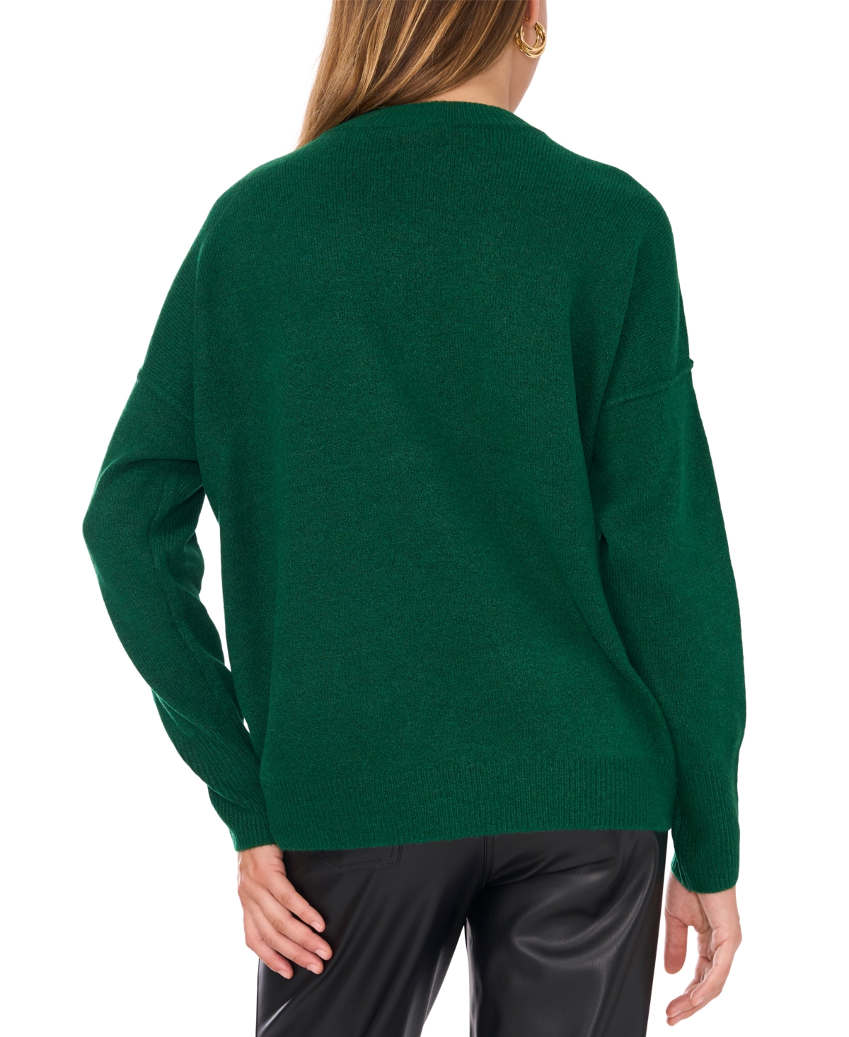 Vince Camuto Exposed Seam Crewneck Sweater In Alpine Green