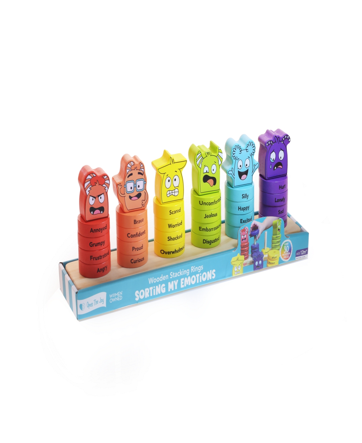OPEN THE JOY SORTING MY EMOTIONS WOODEN STACKING RINGS 