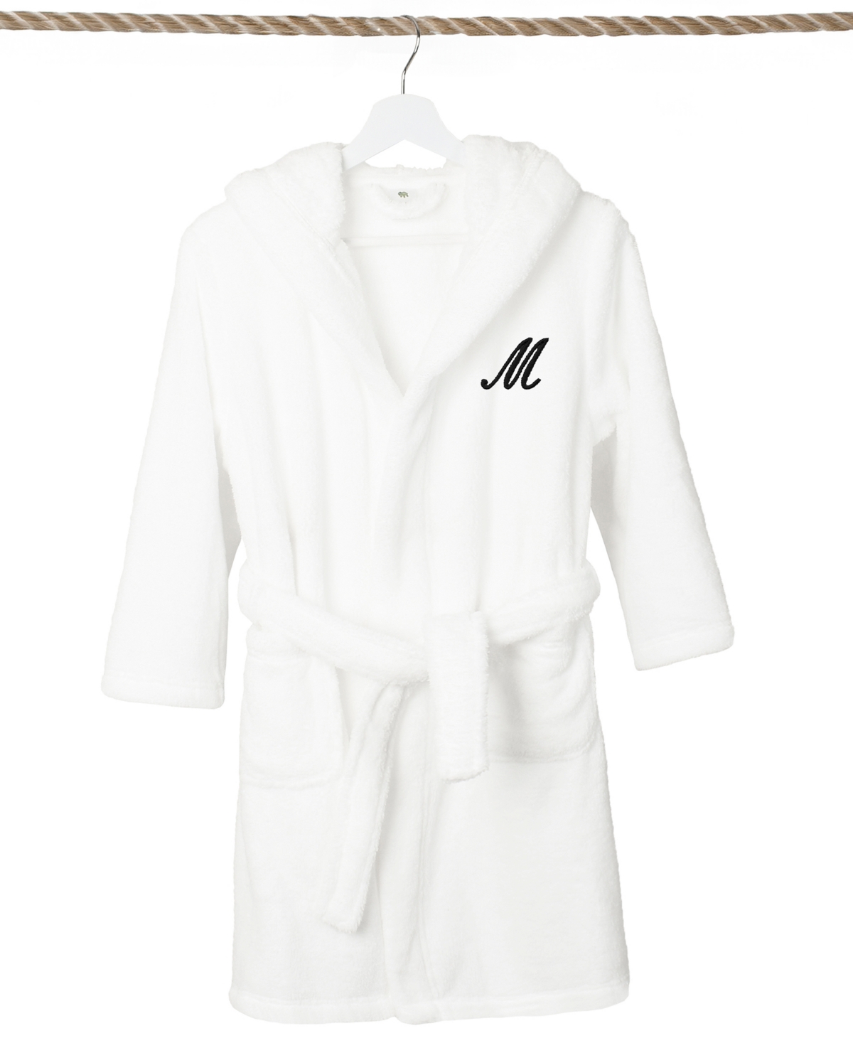 Linum Home Personalized Kids Super Plush Hooded Bathrobe In M White,black