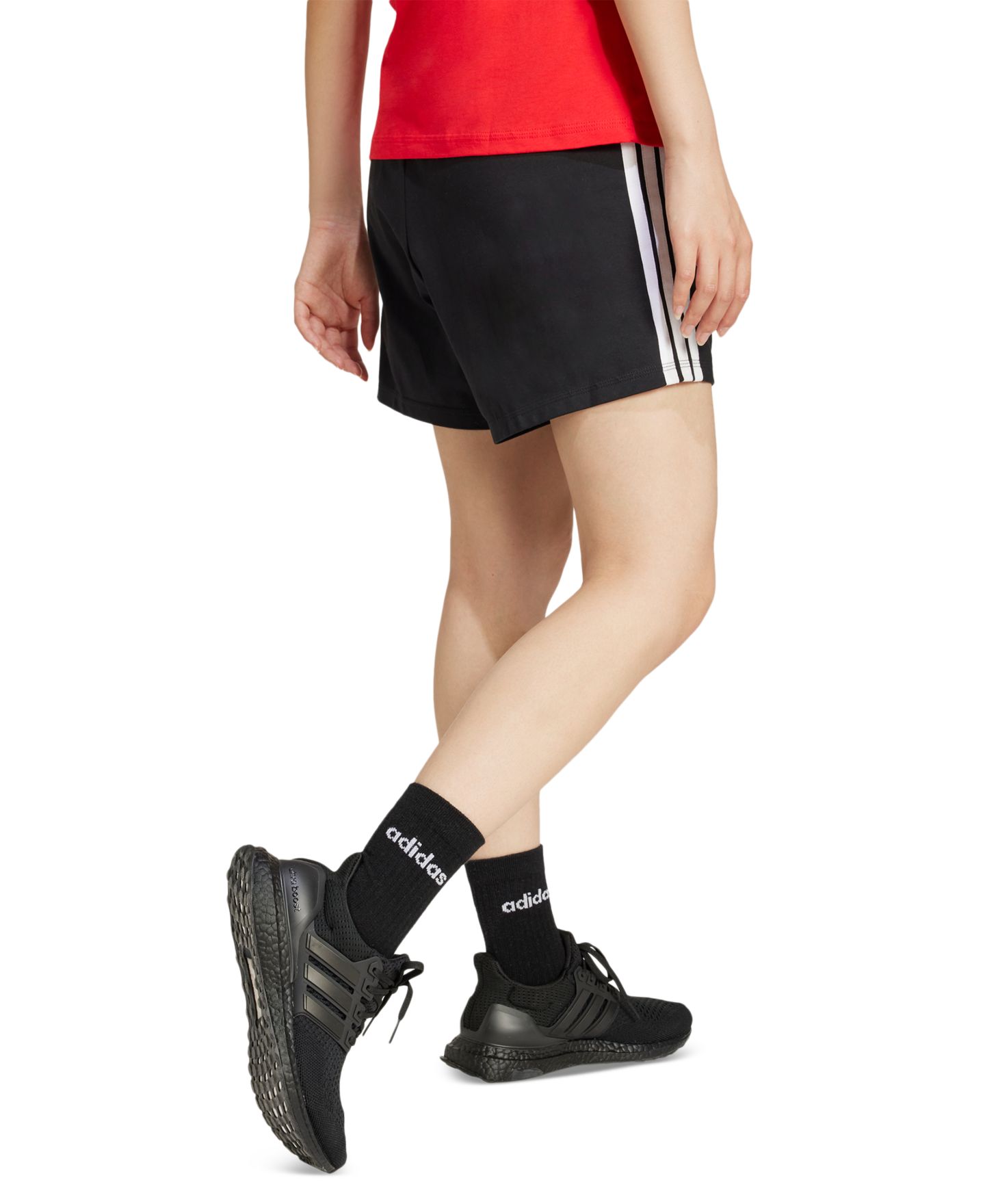 Женские шорты adidas Essential Drawstring Pull-On, цвет: Чёрный / Белый — фото 5