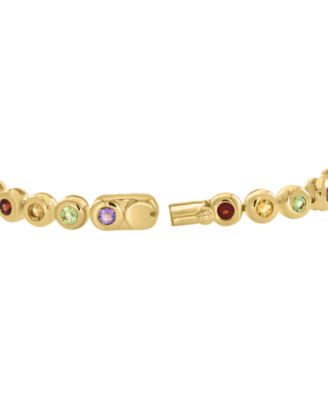 EFFY&reg; Multi-Gemstone Bezel Tennis Bracelet (6-3/4 ct. t.w.) in Gold Over Silver