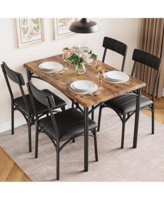 Kitchen Table with 4 Upholstered Chairs, 5 Piece Rectangular Dining Room Table Set