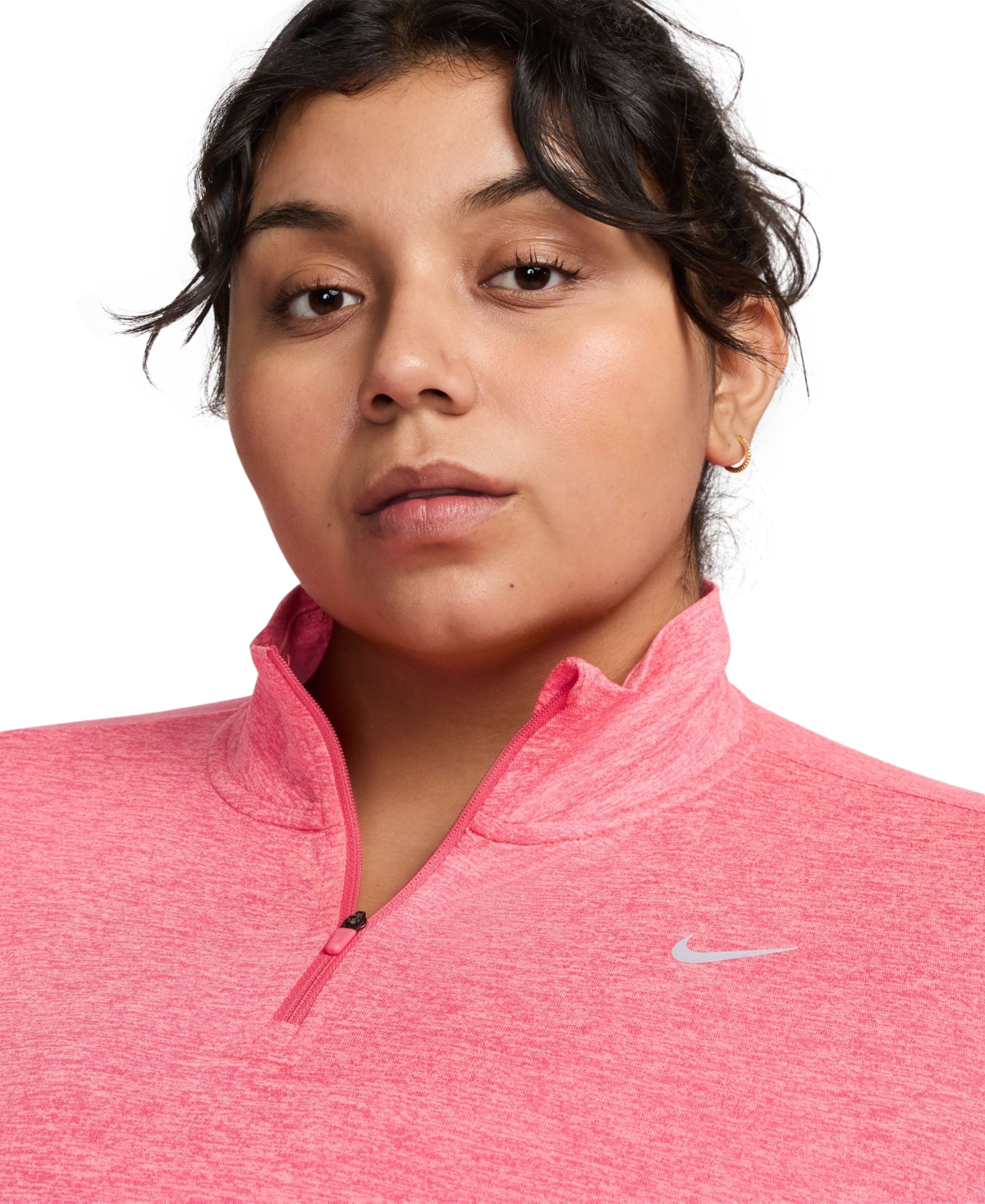 Nike Plus Size Active Dri-fit Swift-element Uv 1/4-zip Running Top In Pink