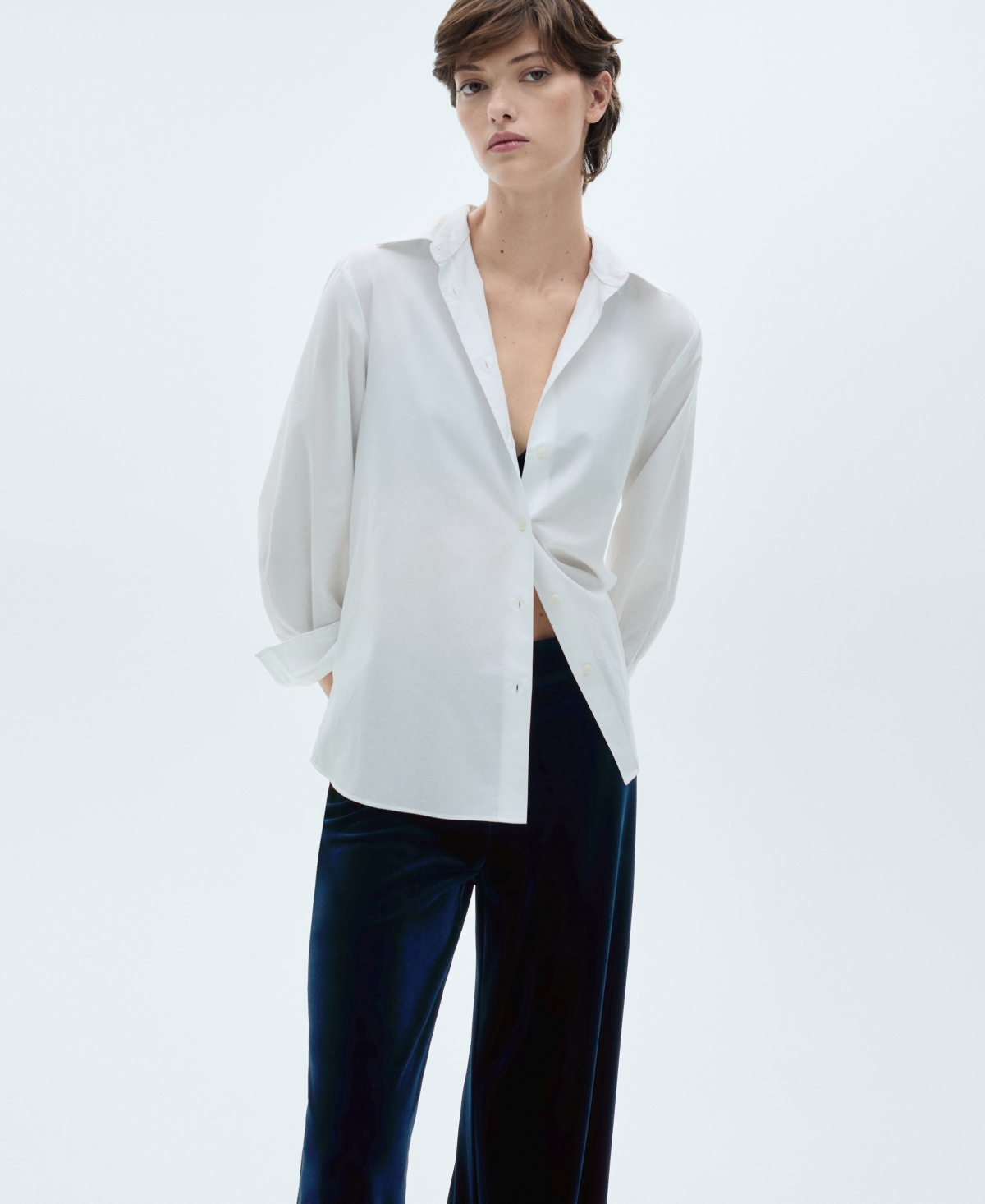 Mango Women's Velvet Wide Leg Pants