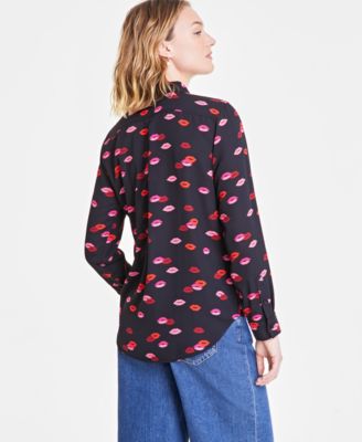 Women's Button-Front Crepe Shirt, Created for Macy's