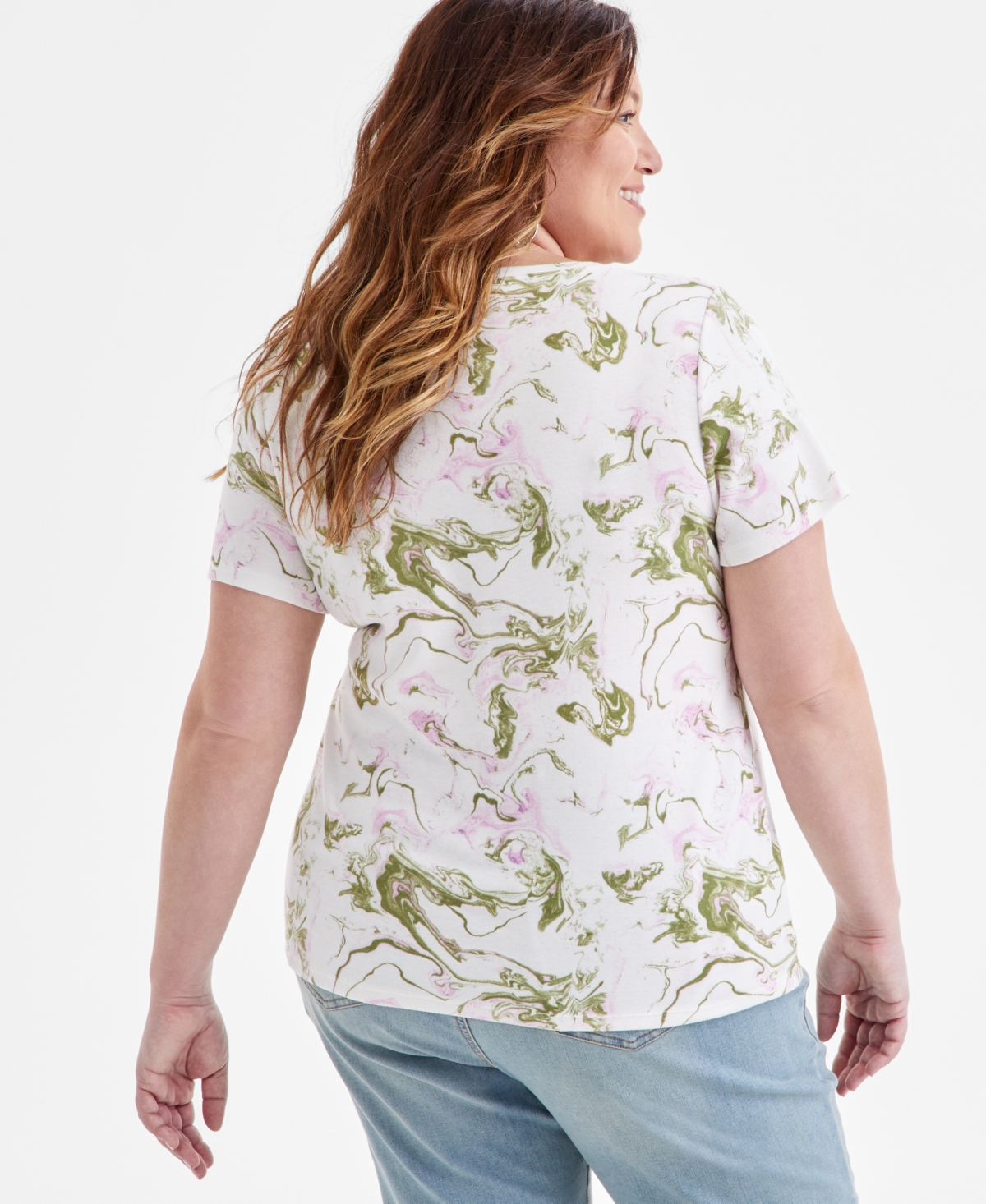 STYLE & CO PLUS SIZE PRINTED HENLEY TEE, EXCLUSIVELY AT MACY'S